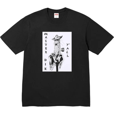 Supreme × mike kelley joint model ss26 classic corn man printingloose off-shoulder t-shirt, same style for men and women, black