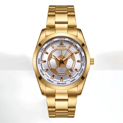 Gold case, white dial