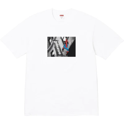 Supreme ss26 spider-man printing pattern plaid short sleeve t-shirt men and women same style white