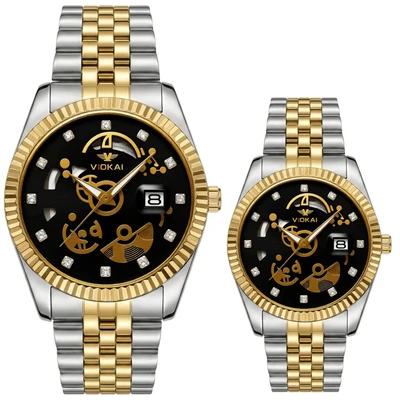 Two-tone case with black dial