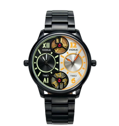 Round black-orange dial + black strap