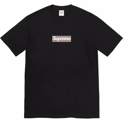 Burberry joint box logo tee logo printing round neck plaid short-sleeved t-shirt for men and women, black