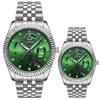 White case, green dial