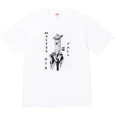 Supreme × mike kelley joint model ss26 classic corn man printingloose off-shoulder t-shirt, same style for men and women white