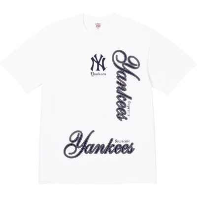 Supreme × mlb joint model round neck casual front and back english letterprinting short-sleeved t-shirt, same style for men and women white