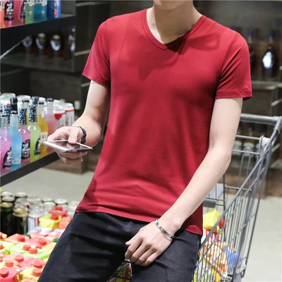 Wine red V-neck (slightly faded)