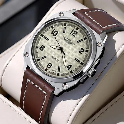 [men's watch brown leather]