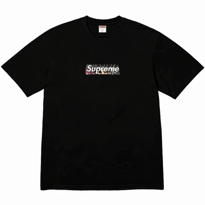 Supreme × michael joint model fw25 chest letter pattern printingloosecasualplaid t-shirt, same style for men and women, black