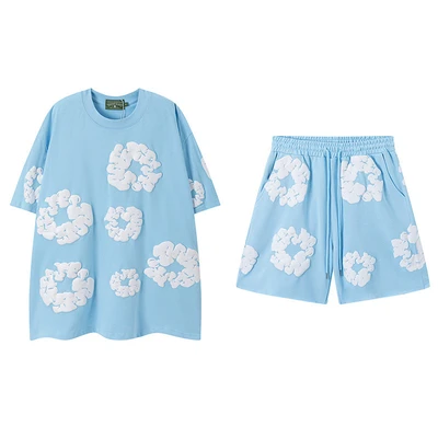 Short sleeve suit sky blue