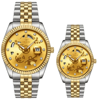Two-tone case with gold dial