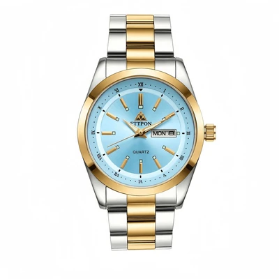 Golden and sky blue dial