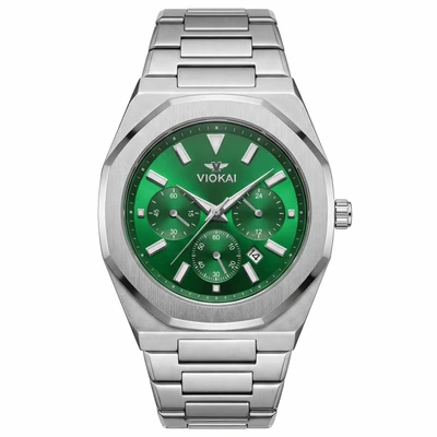Silver-white green dial