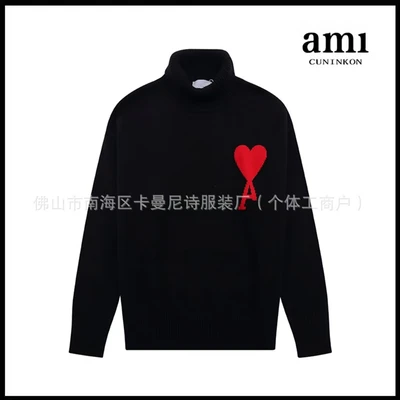 Black red heart [a12 high collar jacquard style]