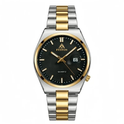 Gold-tone black dial