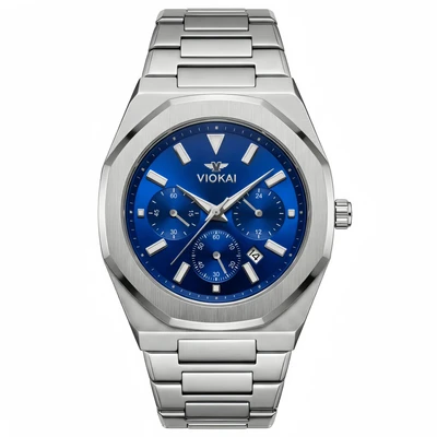 Silver-white blue dial
