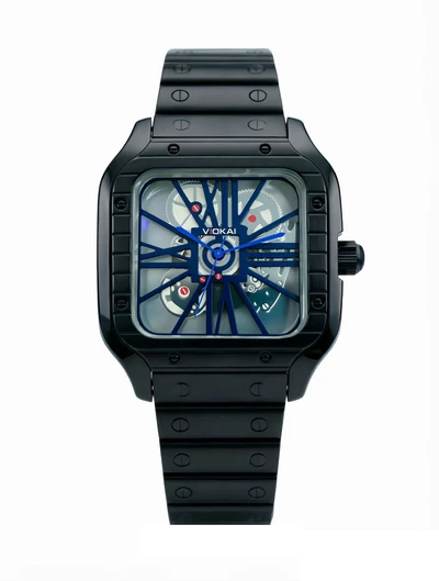 Black case, blue dial