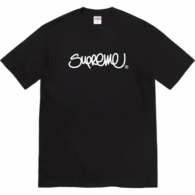 Supreme ss22 line cursive letter graffiti round neck short-sleeved t-shirt for men and women, black