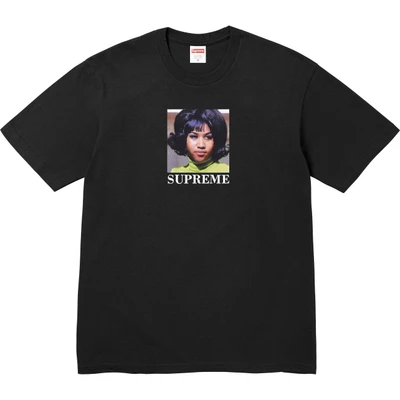 Supreme ss26casualeasiest for match portrait printing pattern plaid round neck short sleeve t-shirt men and women same style black