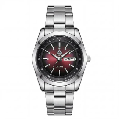 Silver-white gradient red dial