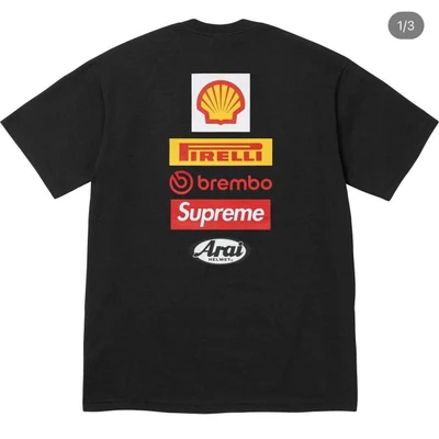 Supreme x ducati joint model ss24 back logo logo printing short-sleeved t-shirt for men and women, black