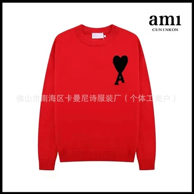 Red with black heart [a8 crewneck jacquard]