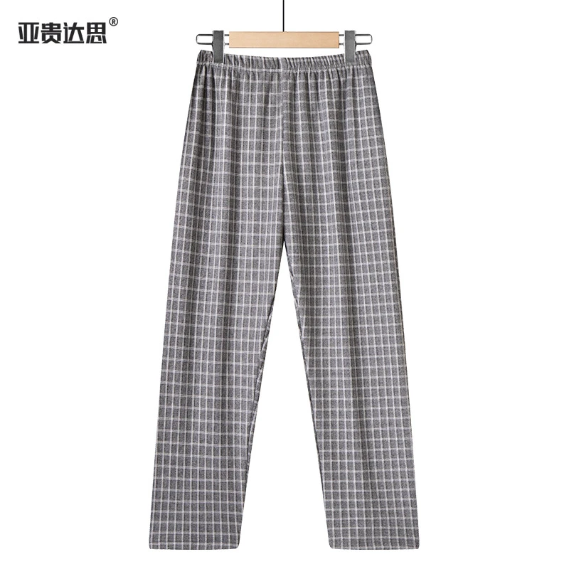 Dad Men's Loose Pajamas Plaid Autumn and Winter Middle-Aged and Elderly German Velvet Large Size Elderly Grandpa Casual Home Pants