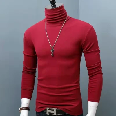 Dark red full high collar