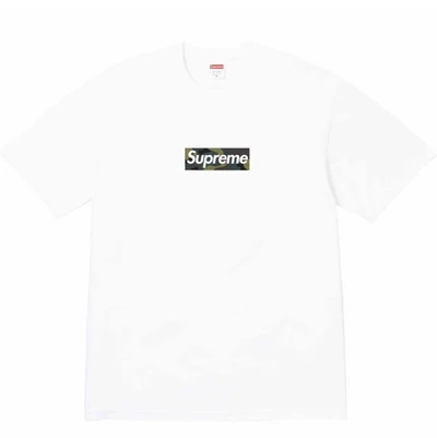 Supreme fw23 fall and winter series chest logo pure color short-sleeved american trendy t-shirt for men and women white