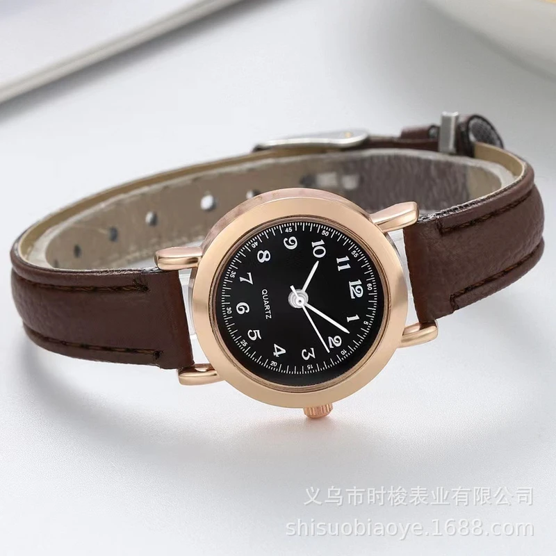 Cross-Border Hot-Selling Watch for Female Students Korean Version Simple and Cute Junior High School Retro Literary Thin Strap Small Dial Couple Watch