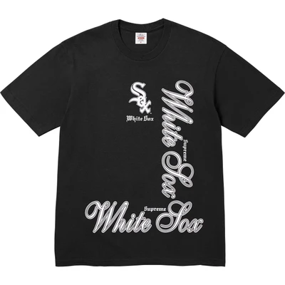 Supreme × mlb joint model round neck casual front and back english letterprinting short-sleeved t-shirt, same style for men and women, black