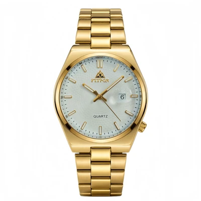 Gold-tone white dial