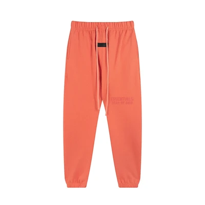 338 coral red pants with flocked lettering