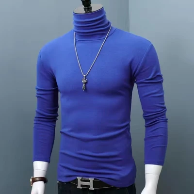 Color blue full high collar