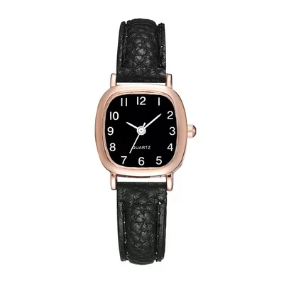 Digital rose gold dial with black face and black strap