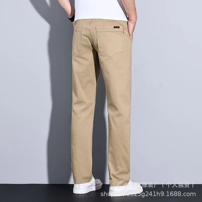 138 khaki #pure cotton casual pants