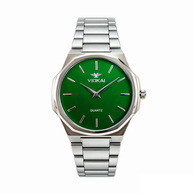 White case, green dial