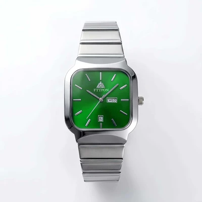 Silver-white green dial