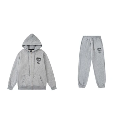 8910 Gray Suit [Embroidered and Fleece-Lined]
