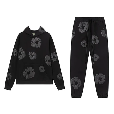 Sweatshirt suit black gray print