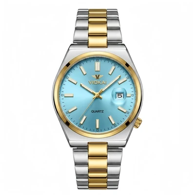 Two-tone case with sky blue dial