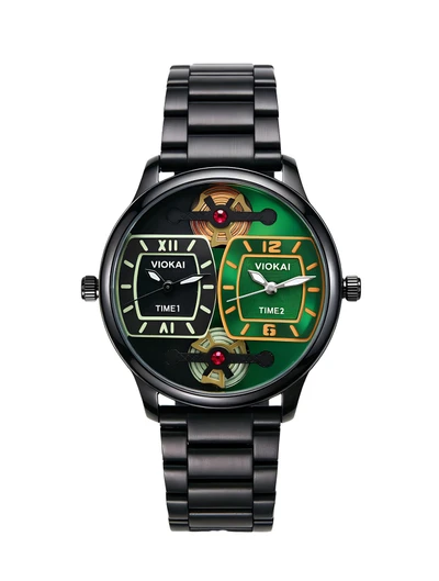 Square black and green dial + black strap