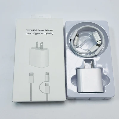 35W US standard charger + 60W 2-in-1 braided data cable 1m + transparent hook set packaging box