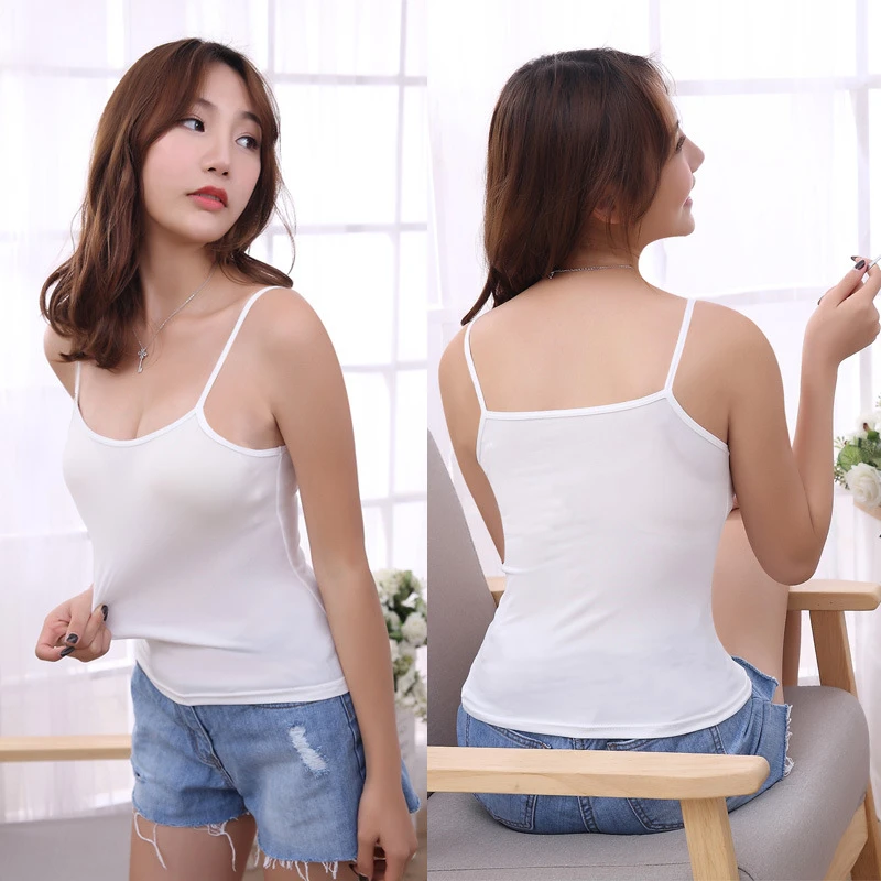 Camisole women's summer student bottoming shirt Women's slim fit all-match off-neck small camisole women's solid color factory direct sales