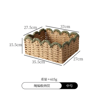 Green lace storage basket-medium size