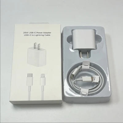 25W US standard charger + C to Apple data cable 1m + transparent hook set packaging box