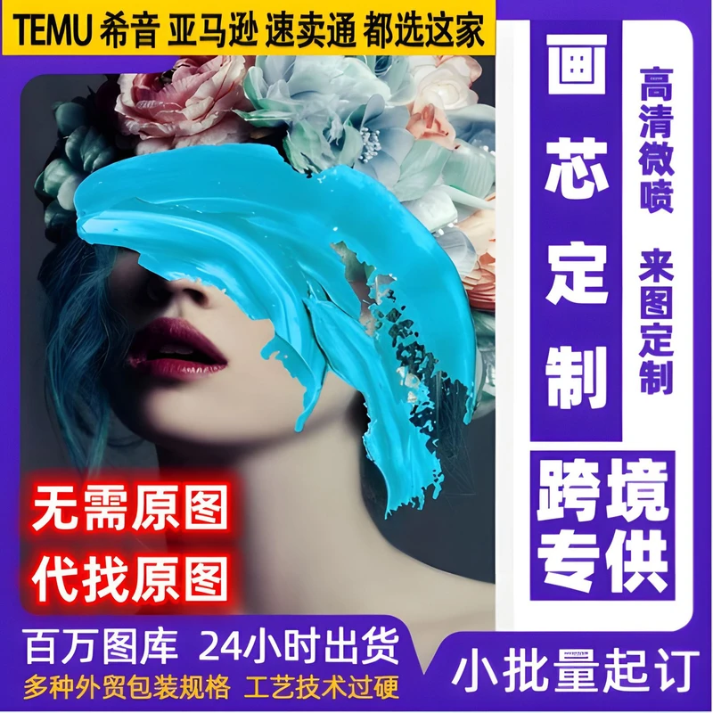Cross-border temu Xiyin Custom Decorative Painting Canvas Painting Core Bedroom Hanging Painting Frameless Painting Core Mural Batch Set