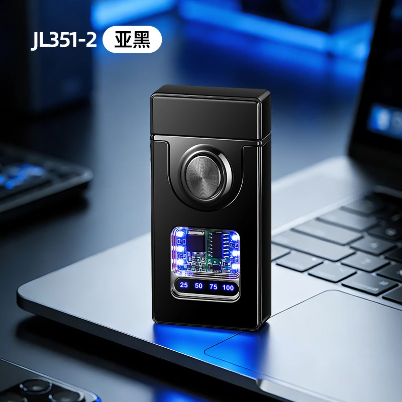 Trendy double-flame lighter, refillable, creative, personalized, windproof, flip-top design, durable metal, wind-resistant, suitable for men, with engraving options, and a stylish appearance