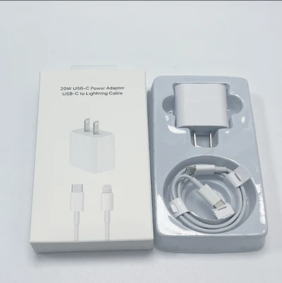 20W US standard charger + C to Apple data cable 1m + transparent hook set packaging box