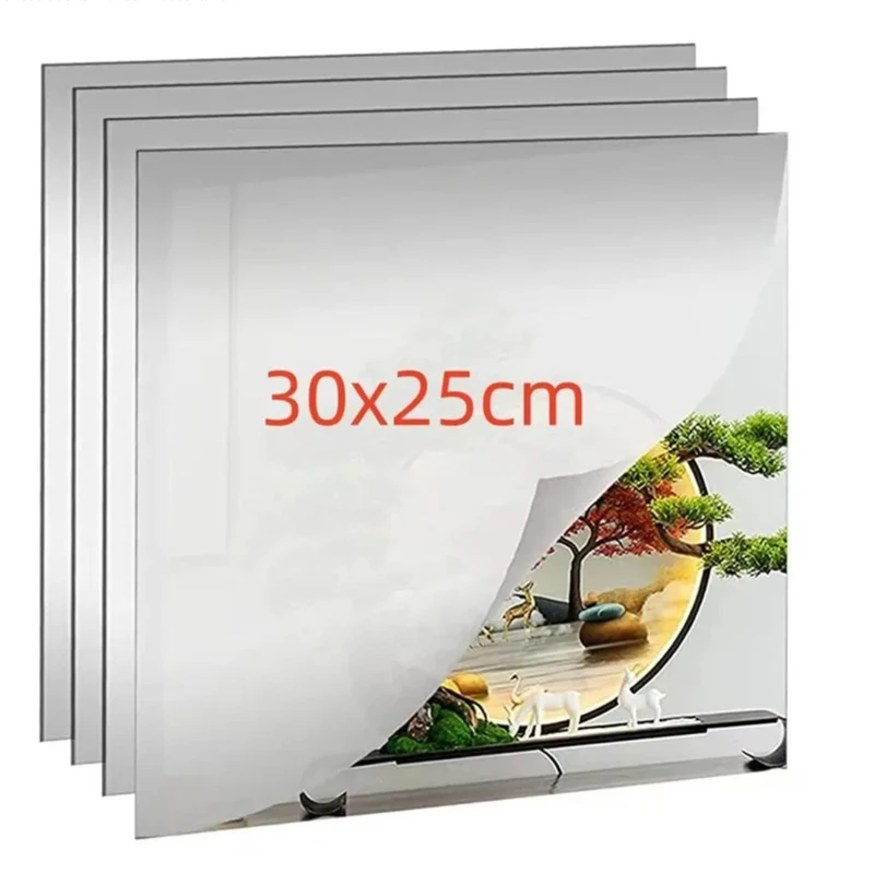 8-Piece Rectangular Acrylic Mirror Sticker Set, Flexible DIY Art Film Suitable for Living Room, Door, and Wardrobe