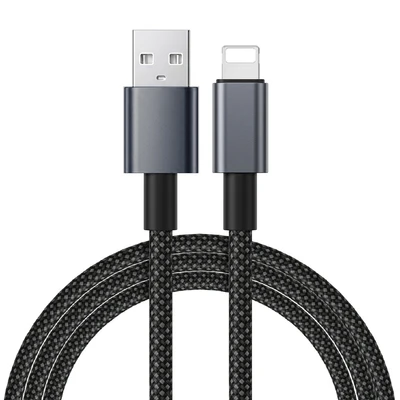 Usb- apple aluminum shell braided cable [black]